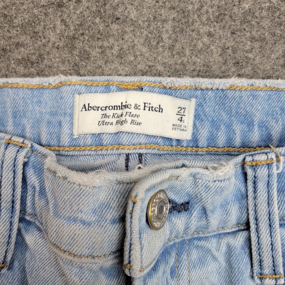Abercrombie Fitch Jeans Womens 27/4 Blue Ultra High Rise The Kick Flare Y2K - Picture 13 of 14